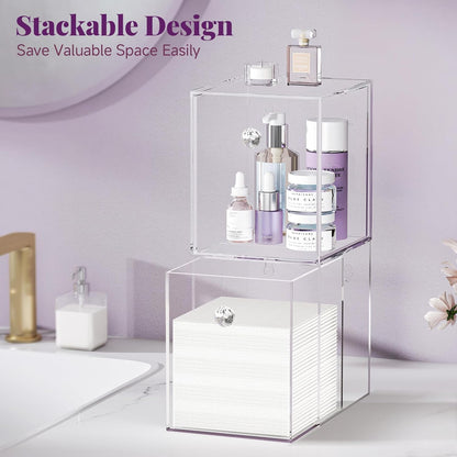 Clean Skin Club Face Towels Holder - Stackable Acrylic Organizer Compatible with Clean Skin Club Towel XL, Bathroom Vanity, Dresser Holder, Dustproof Multipurpose for Makeup, Skincare, Clear