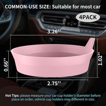 Car Cup Coasters [4 Pack] Silicone Cars Coasters - Universal Non-Slip Recessed Interior Accessories - Cup Holder Inserts Dusty Rose