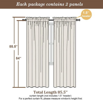 Sage Green Sheer Curtains 84 Inches Long 2 Panels Set, Light Filtering Soft Airy Leaf Elegant Sheer Curtains for Bedroom Living Room, 42Wx84L Inches, 2 Panels