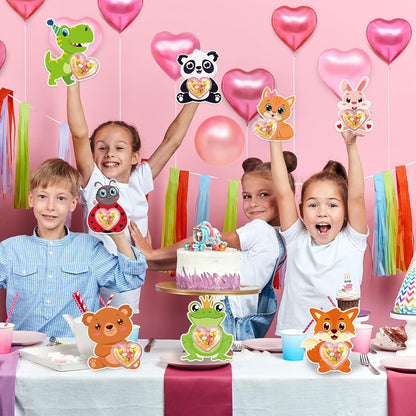 36Set Valentines Day Cards with Candy Dome Holders, Cute Animal Valentines Candy Holder Cards for Kids, Funny Valentines Exchange Greeting Cards DIY Gift Box School Classroom Crafts Prize Party Favors