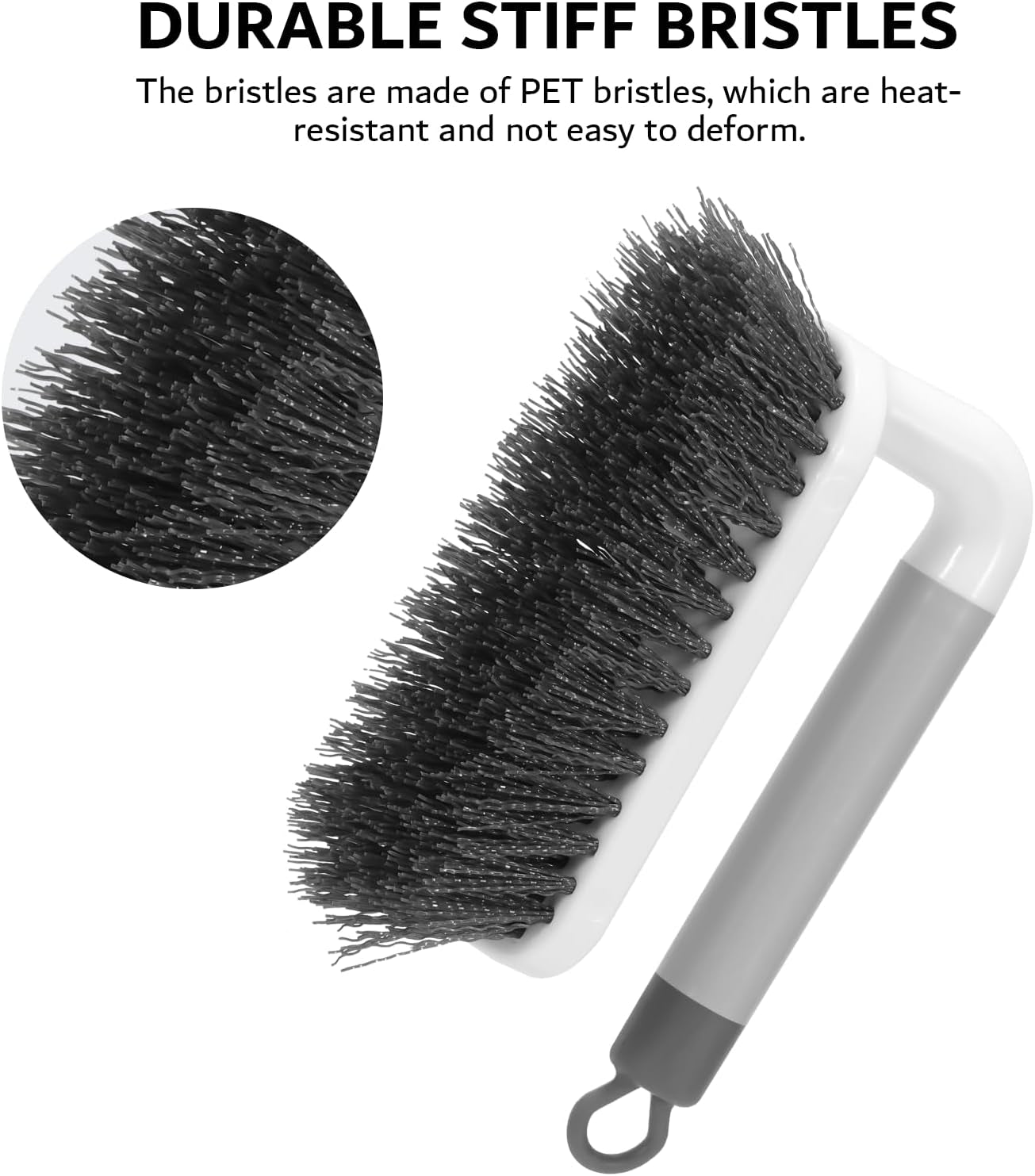 Scrub Brush, Small Cleaning Brushes with Handle, Comfort Grip Shower Scrubber for Cleaning Bathroom, Tub, Kitchen, Sink, Floor, Carpet, 2 Pack (Grey)