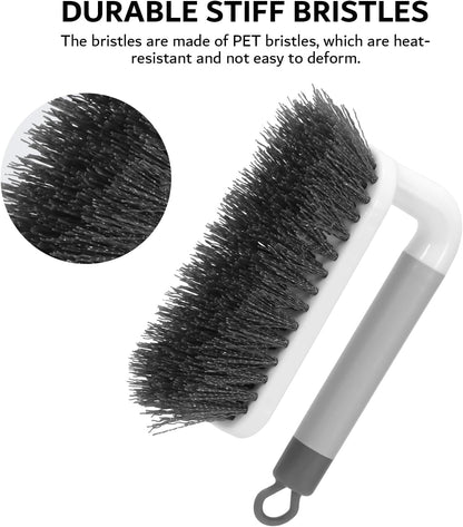 Scrub Brush, Small Cleaning Brushes with Handle, Comfort Grip Shower Scrubber for Cleaning Bathroom, Tub, Kitchen, Sink, Floor, Carpet, 2 Pack (Grey)
