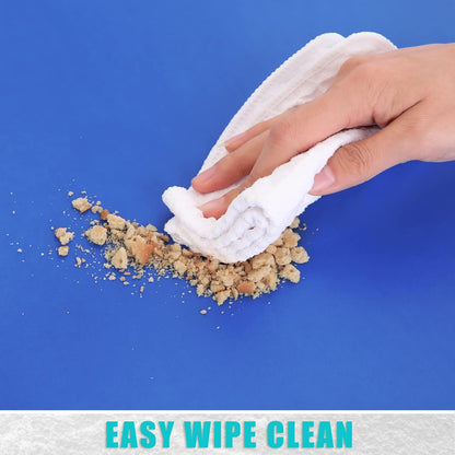 round Picnic Tablecloth, Waterproof Elastic Fitted Table Covers for 36" - 44" Tables, Wipeable Flannel Backed Vinyl Tablecloths for Camping, Indoor, Outdoor, Blue