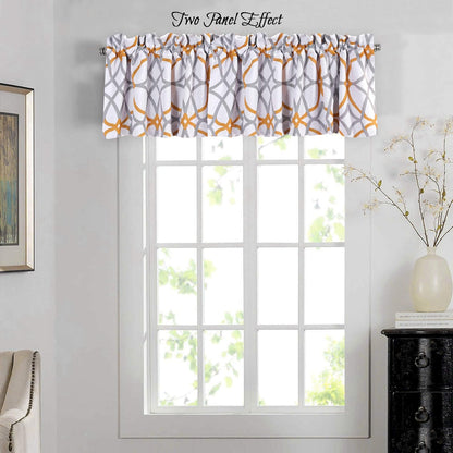 Blackout Curtain Valances for Kitchen Thermal Insulated Window Valances for Living Room Rod Pocket Short Curtain 1 Panel, 52X18 Inch, Mustard and Grey