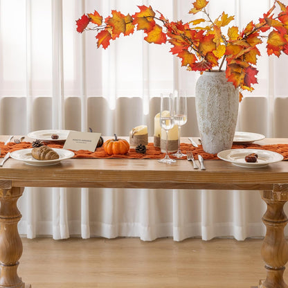 Fall Table Runner Rust Terracotta Soft Plush Faux Fur Velvet Pumpkin Autumn Harvest Cloth Dining Centerpiece Decor for Home Kitchen Decoration 13 X 48 Inch