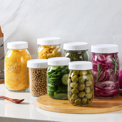 16-Pack Plastic Mason Jar Lids - 8 Regular Mouth and 8 Wide Mouth Jar Lids - Plastic Storage Caps for Ball, Kerr Canning Mason Jars - 100% Sealing & Dishwasher Safe & Food Grade