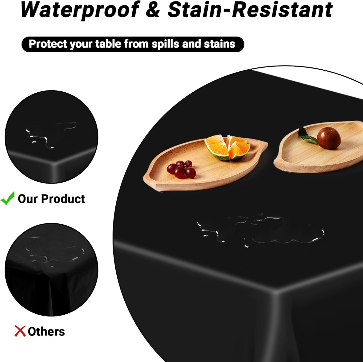 4 PCS Picnic Table Cover with Bench Covers, Black Plastic Table Cloths, 54 X 108 in Disposable Waterproof Rectangle Table Covers for Camping Birthdays Weddings Parties Christmas