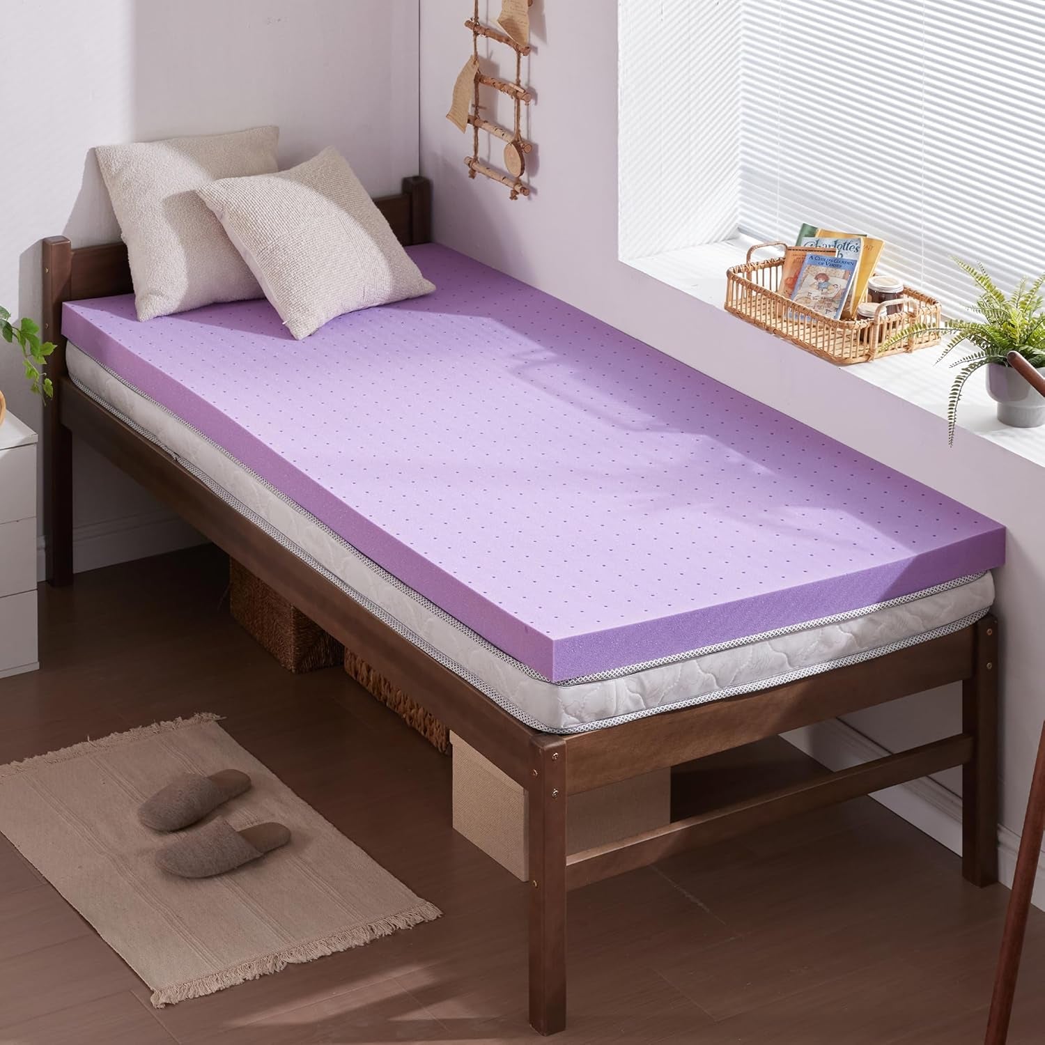 Mattress Topper Twin XL, 2 Inch Gel Memory Foam Mattress Topper College Dorm Ventilated Soft Mattress Pad, Bed Topper, Certipur-Us Certified