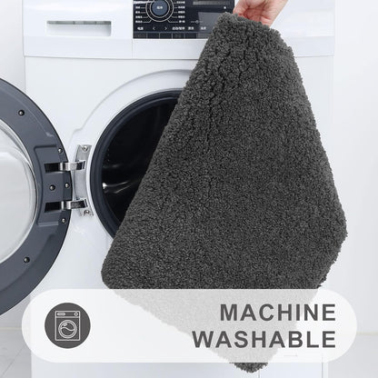 Microfiber Bathroom Rugs Set 2 Pieces - Shaggy Soft Thick Bath Mat, Non-Slip Machine Wash/Dry Absorbent Shower Bathroom Rugs and Mats Sets for Bathroom(20"X32"+20"X32", Charcoal Grey)