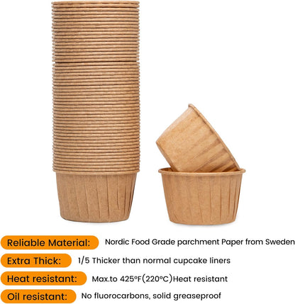 50Pcs Natural Cupcake Baking Cups, Heavy Duty Parchment Paper Cupcake Liners 3.5Oz for Muffin, Dessert.
