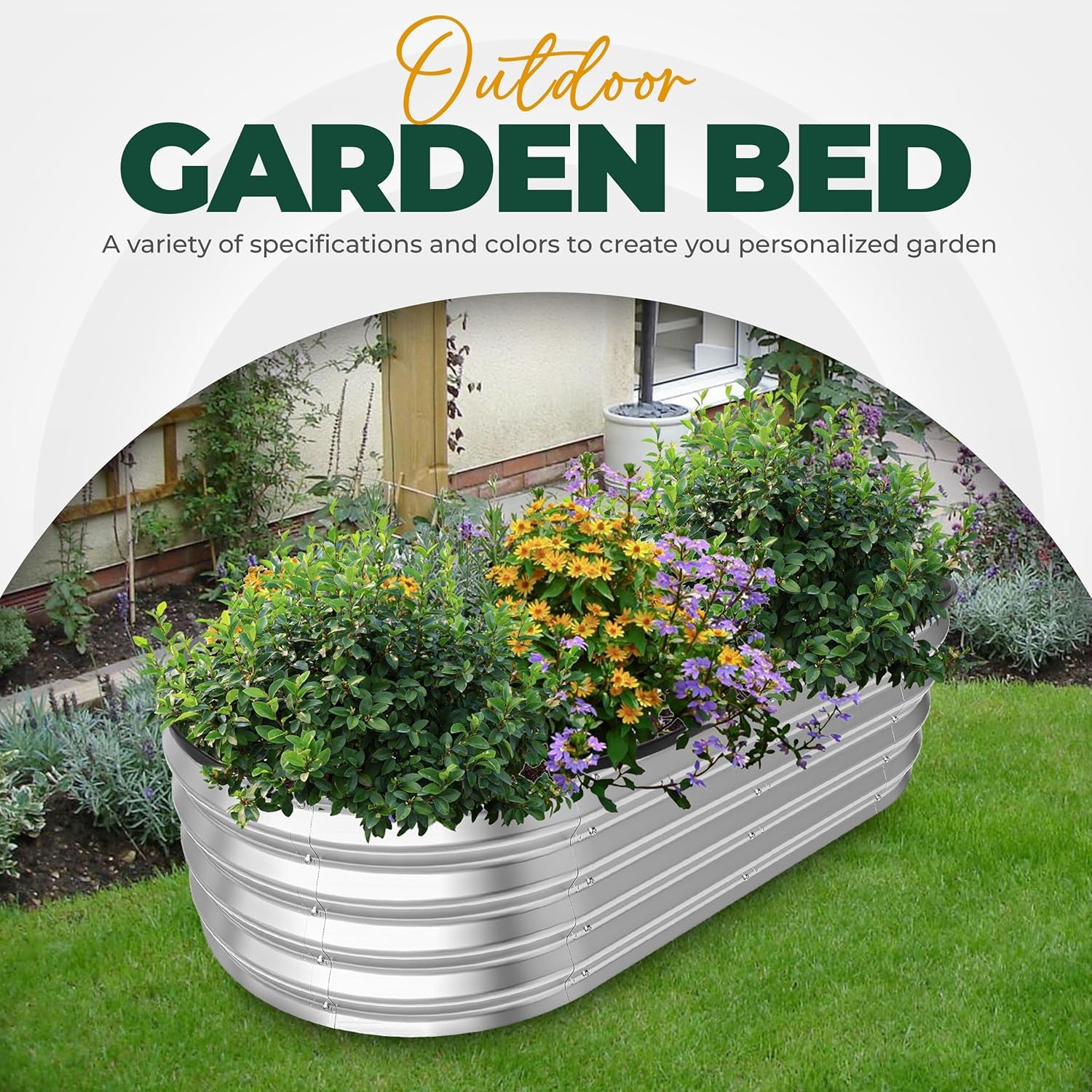 Galvanized Raised Garden Bed Kit 4X2X1Ft, Planter Box Raised Garden Beds Outdoor, Easy Assembly Metal Raised Bed for Gardening Vegetables, Fruits, Flowers - Pack of 01 - Silver