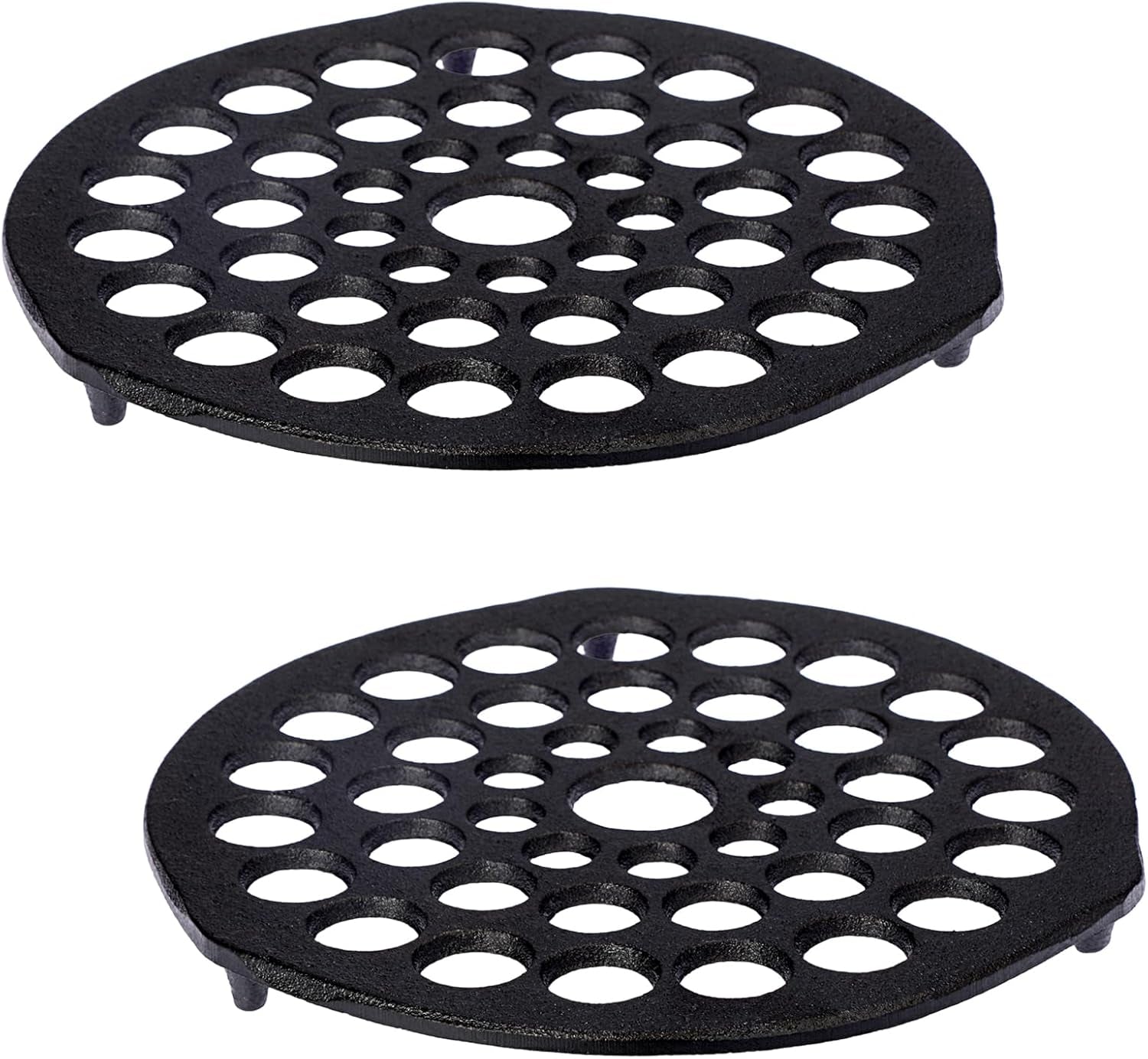Cast Iron Trivet Set (2 Pieces) - 8-Inch Heavy-Duty Meat Rack for Dutch Ovens, Pre-Seasoned Campfire Grate, Burner Diffuser, and Table Trivet - Rust-Resistant Cast Iron Griddle Accessories