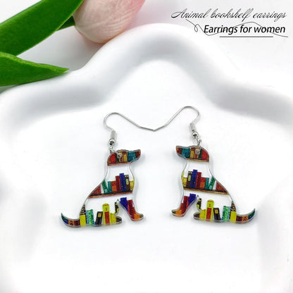 Bookcase Earrings, Book Dangle Earrings for Women Book Lover, Bookshelves Earrings Acrylic