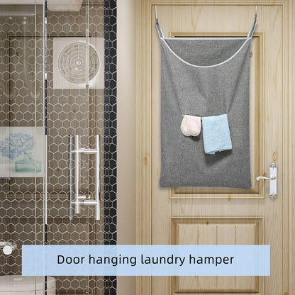 X-Large Door Hanging Laundry Hamper Bag, 2-Pack Large Capacity Storage Solution with Wide Opening, Size 35x22 Inches (Grey)