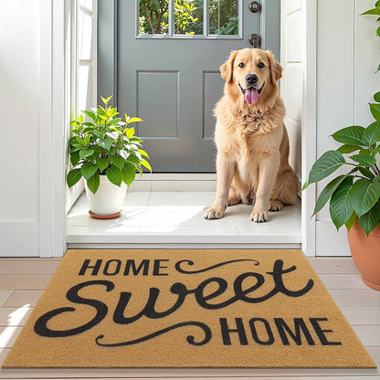 Front Door Mat, Low Profile Welcome Doormat for Home, Stain and Fade Resistant, Easy to Clean, for Indoor and Outdoor Entrances, Porch or Entryway, 30X17 Inch, Brown