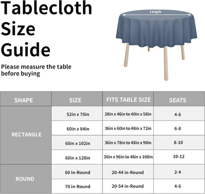 Faux Linen Waterproof Spill-Proof Tablecloth Stain Resistant round Table Cloth Wrinkle Free Decorative Fabric for Kitchen, Dining, Party, Weddings, Restaurants (60 In-Round, Denim Blue)