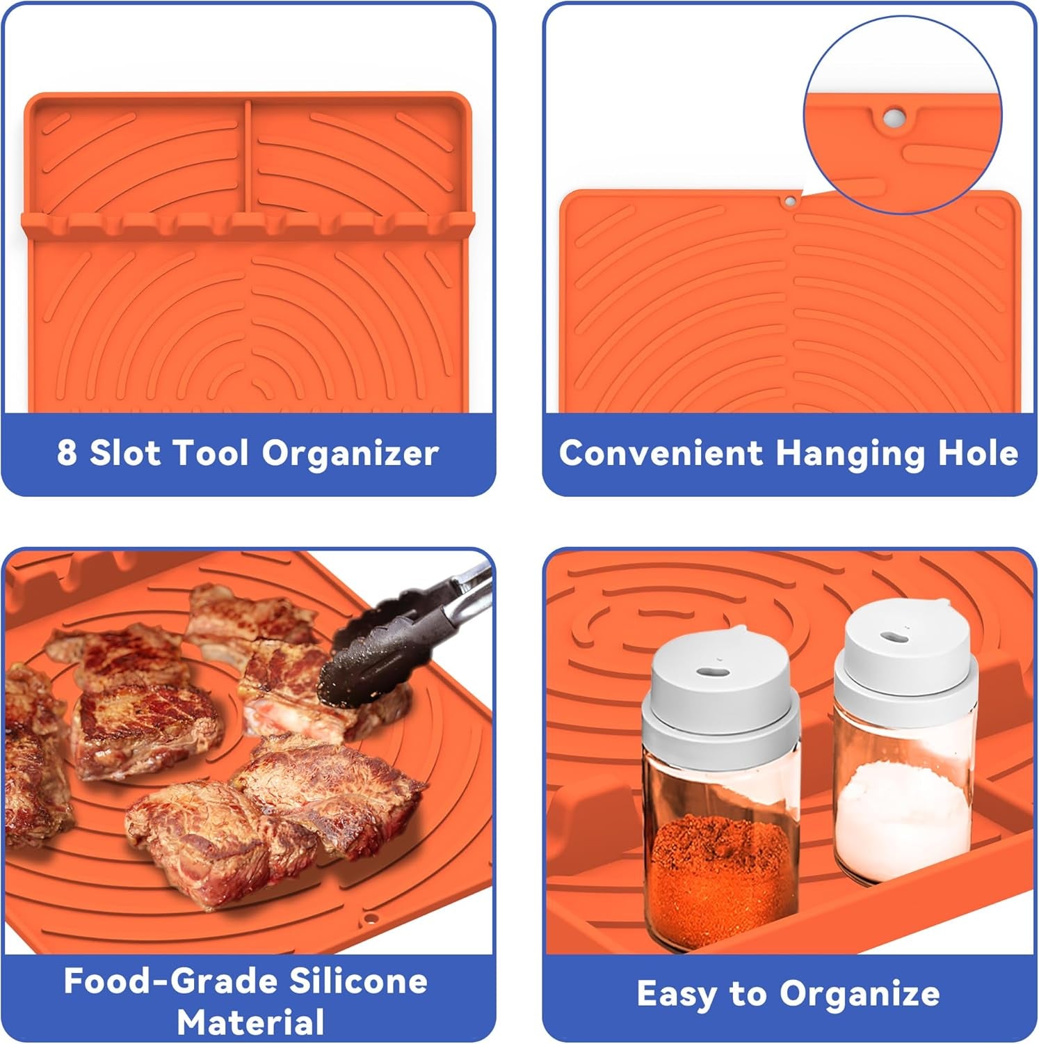 Silicone Grill Mat Compatible with Blackstone, Ninja Flexflame Outdoor Grill, Grilling Accessories Grill Mats for Blackstone Outdoor Griddles BBQ Accessories for Ninja Grills