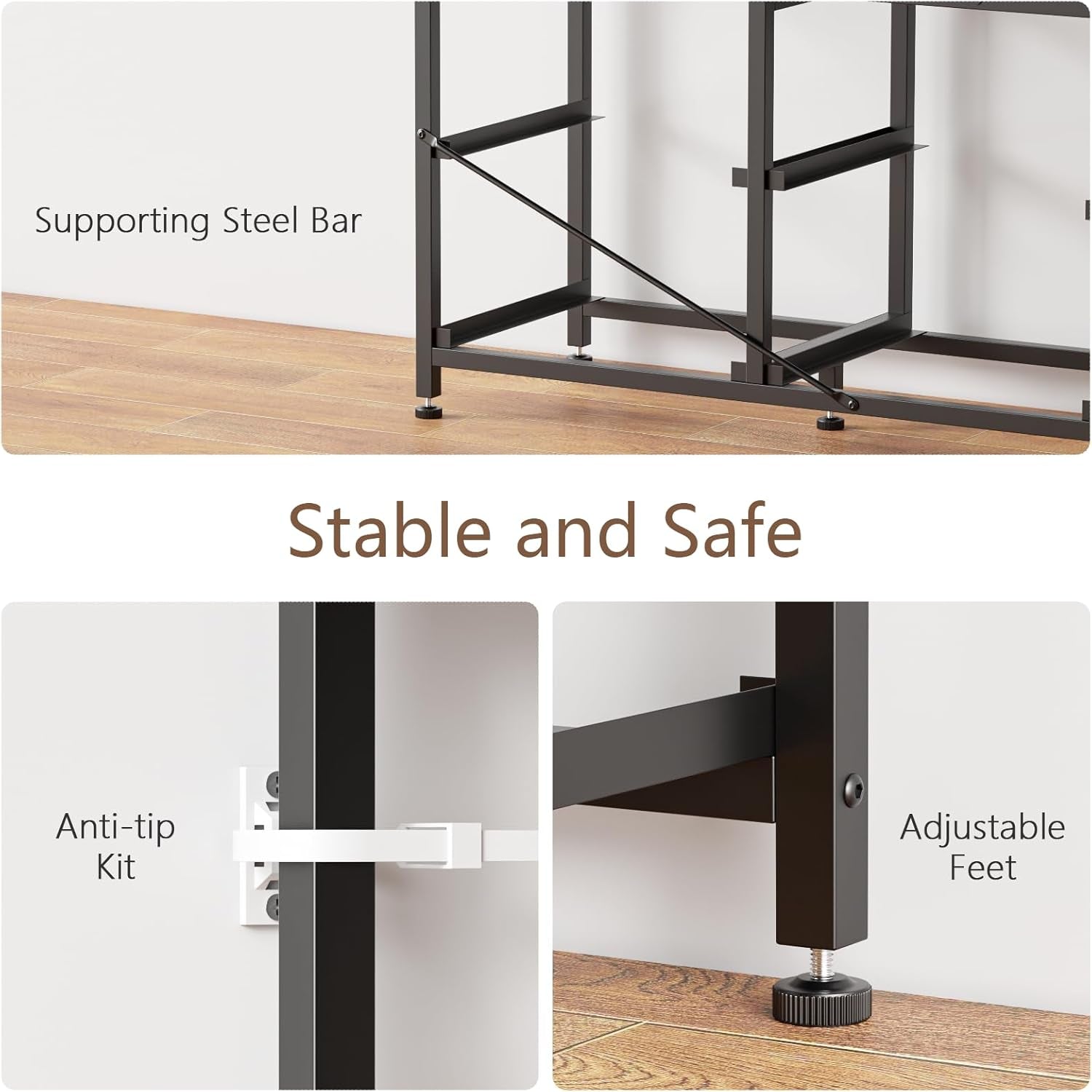 63-Inch Black Dresser and TV Stand for 65 to 75 Inch TVs, Featuring 10 Fabric Drawers, Power Outlet, and LED Lighting