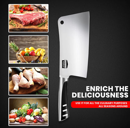 7 Inch Cleaver Knife Stainless Steel Chef Butcher Knives for Meat & Vegetable Multipurpose Kitchen Chef Knife Chopping Bone