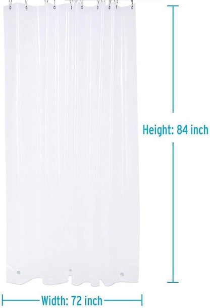 Shower Curtain Hooks Rings and 72 X 84 Inches EVA 5G Bathroom Plastic Shower Curtain