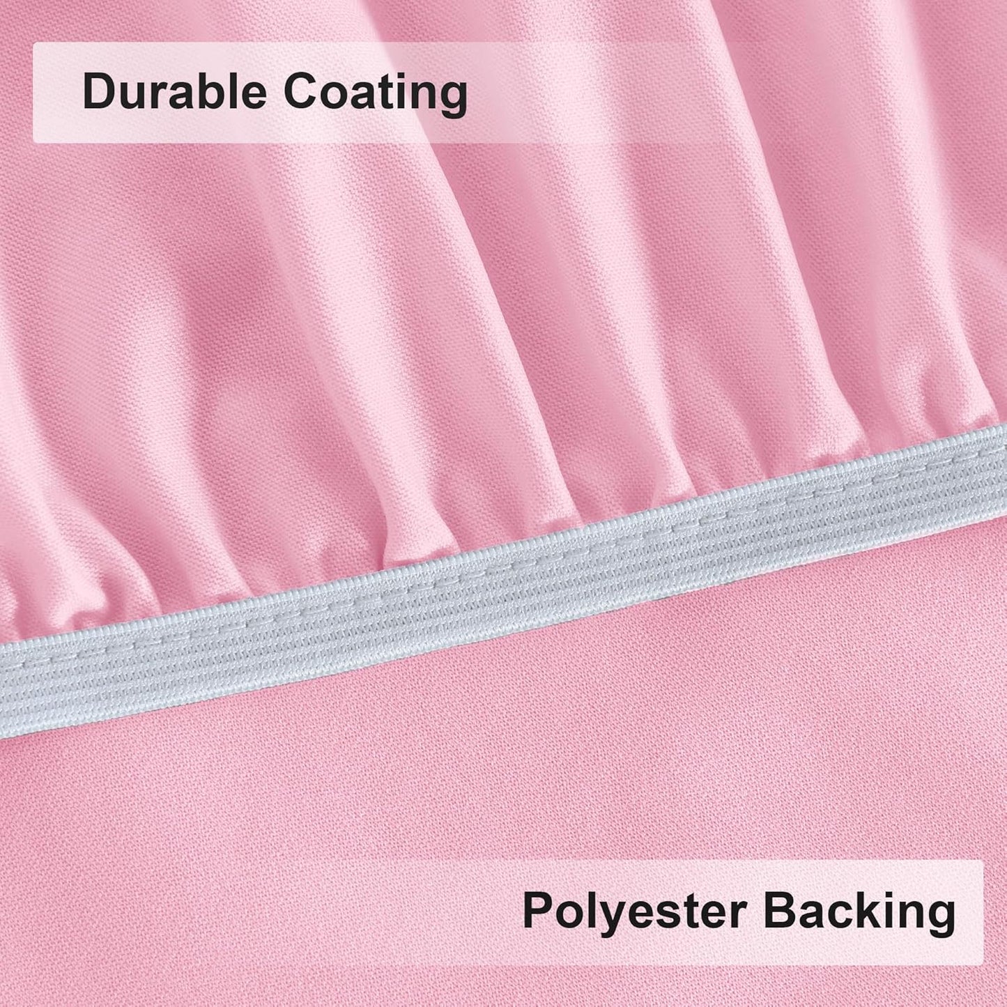 Fitted round Table Cloth, Reversible Waterproof Stain Resistant Elastic Stretch Tablecloth, Wipe Clean Table Cover for Outdoor/Indoor Use, Fits round Tables up to 40" - 44" Diameter, Baby Pink