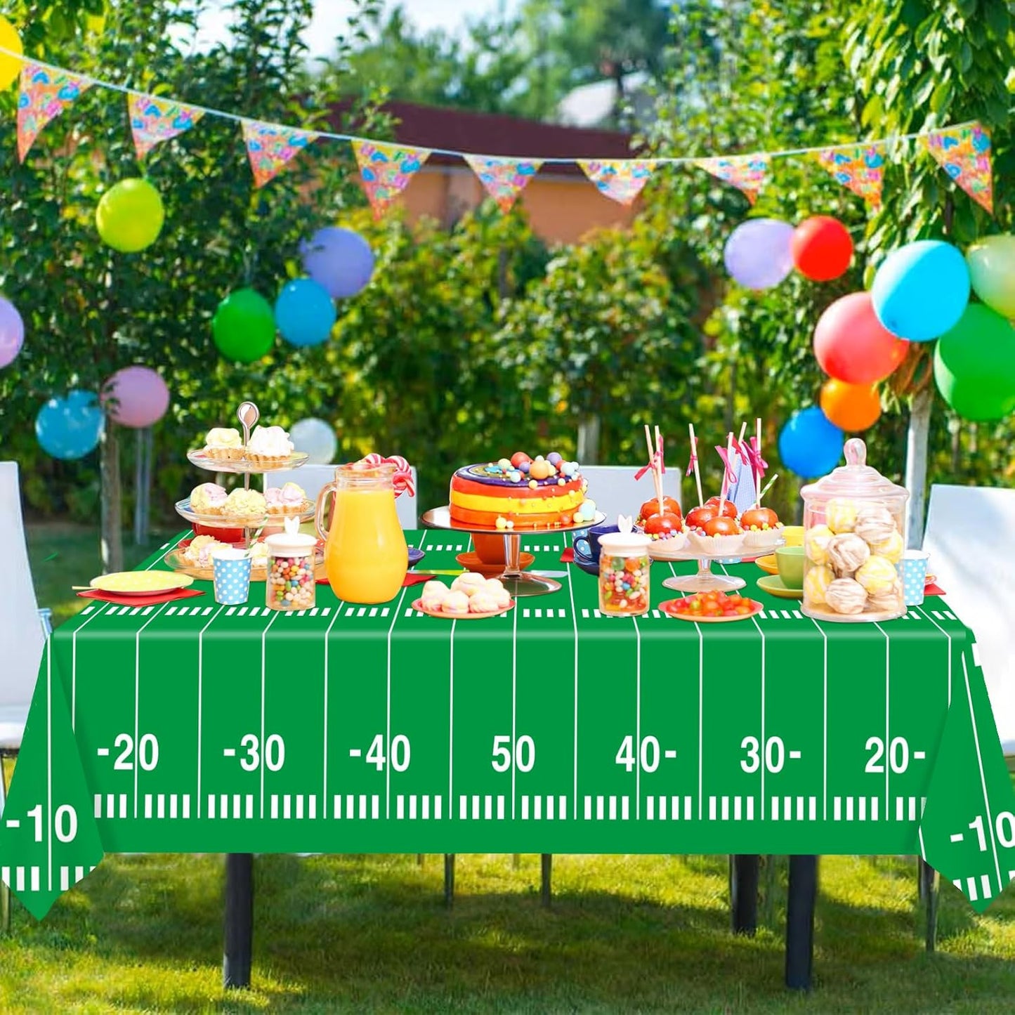 2 Pack Football Tablecloths, Football Themed Disposable Plastic Table Cover for Birthday, Sports Party Games Decorations 54 X 108 Inch