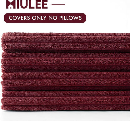 Boho Farmhouse Throw Pillow Covers 16X16 Inch Set of 4 Mordern Nordic Cushion Covers Soft Corduroy Christmas Home Decor for Couch Bed Sofa Living Room Burgundy