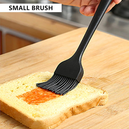 4 Pack Silicone Spatula and Grilling Tongs Kitchen Utensils with Silicone Brush Heat Resistant Bpa-Free Rubber Spatula for Scraping, Baking, Cooking, Mixing-Black