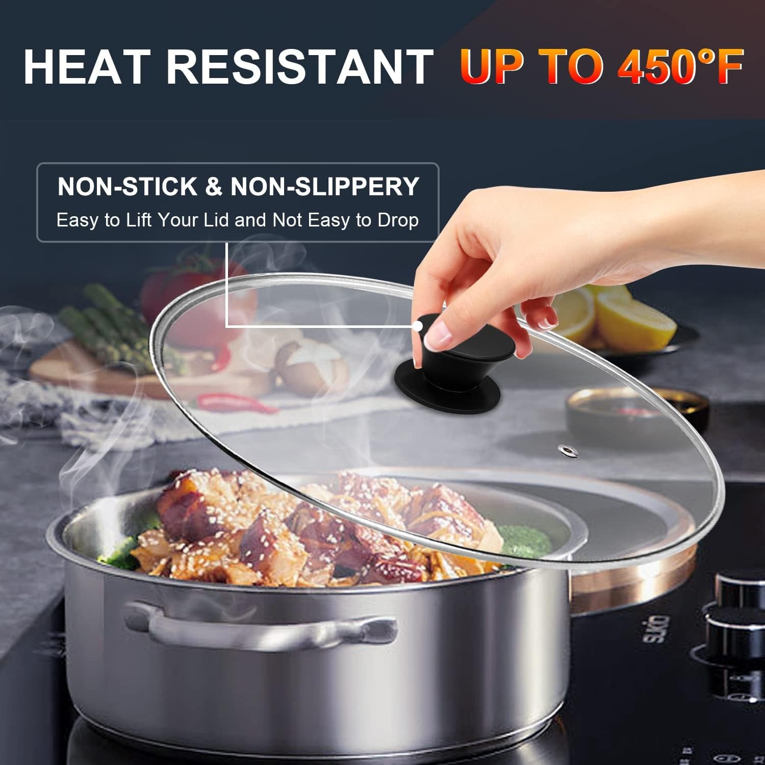 Universal Silicone Pot Lid Replacement Knob, Heat Resistant Pan Lid Holding Handles, BPA Free,Dishwasher Safe, Great for Slow Cookers, Skillets and Kitchen Cookware Covers, 1 Pack
