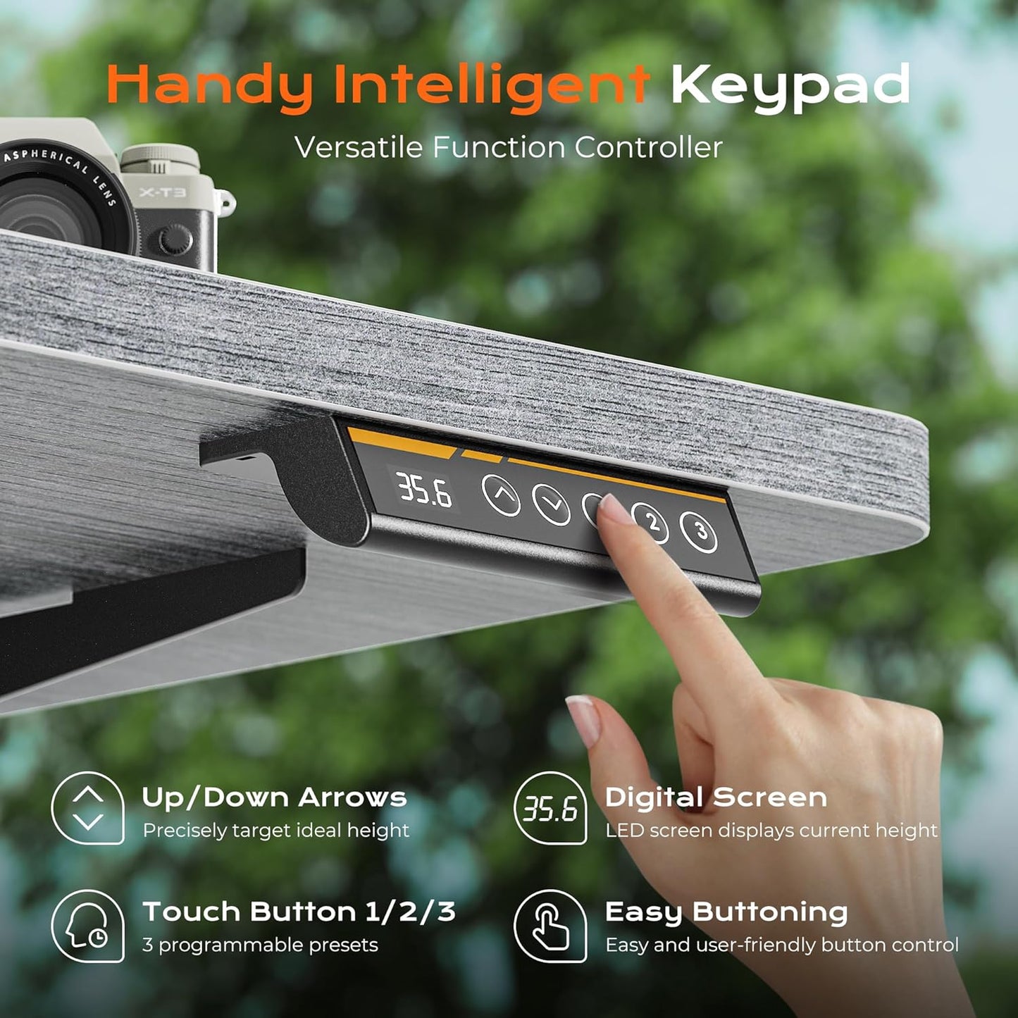 Large Electric Height Adjustable Standing Desk, 55" x 28", 27.6" Deep Desktop, Gaming and Office Desk with 2 Hooks and 3 Preset Heights, Grey Finish