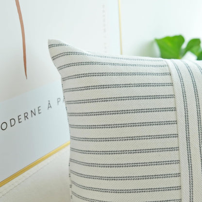 Grey and Beige Patchwork Farmhouse Pillow Covers 18X18 Inch, Pack of 2 Striped Linen Decorative Modern Accent Pillow Cases for Sofa Couch Bedroom 18 X 18