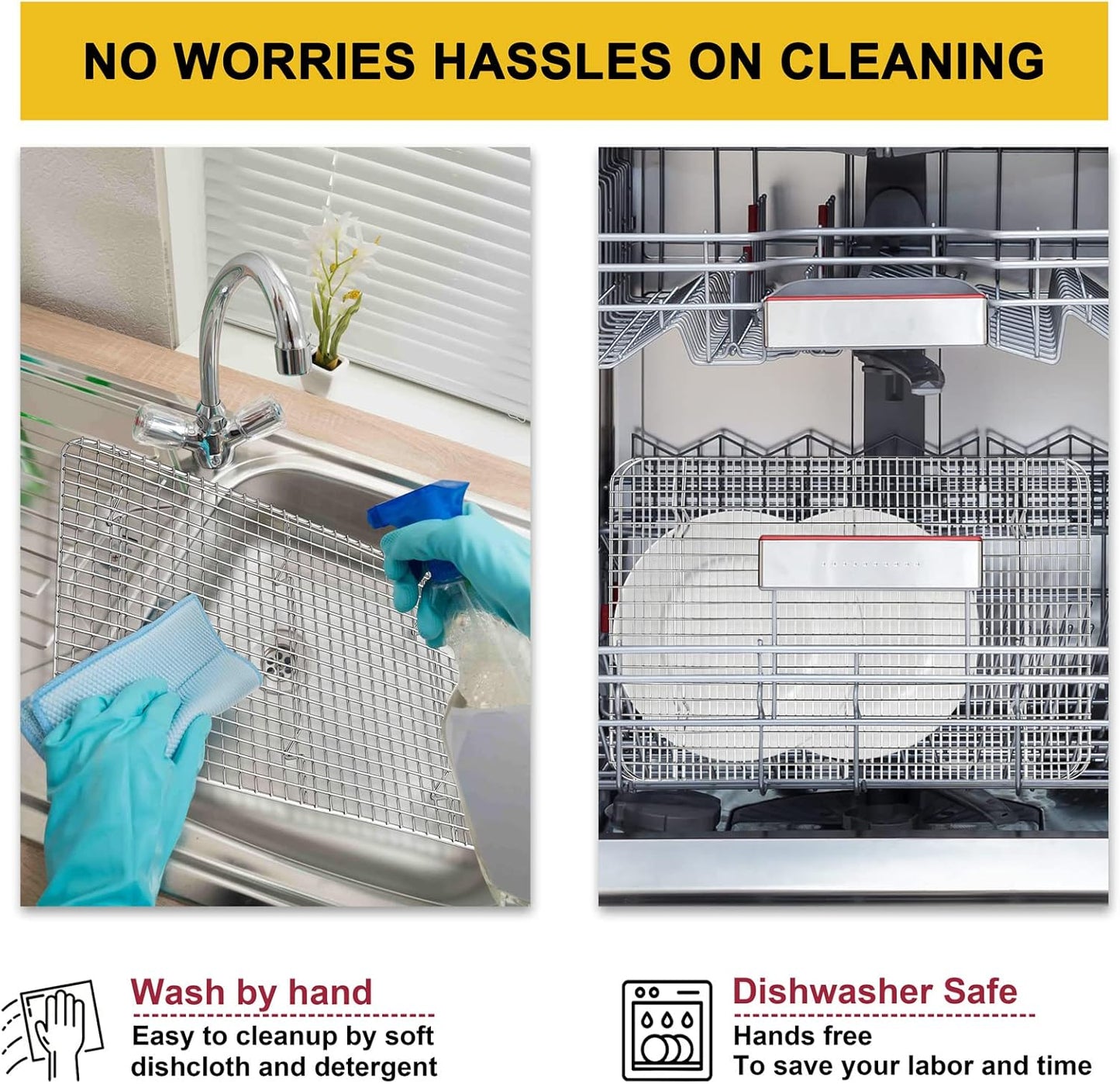 8.75 Inch Cooling Baking Rack Set of 2, Stainless Steel Grid Cooking Racks for Roasting Drying Grilling, Oven & Dishwasher Safe, Heavy Duty & Healthy