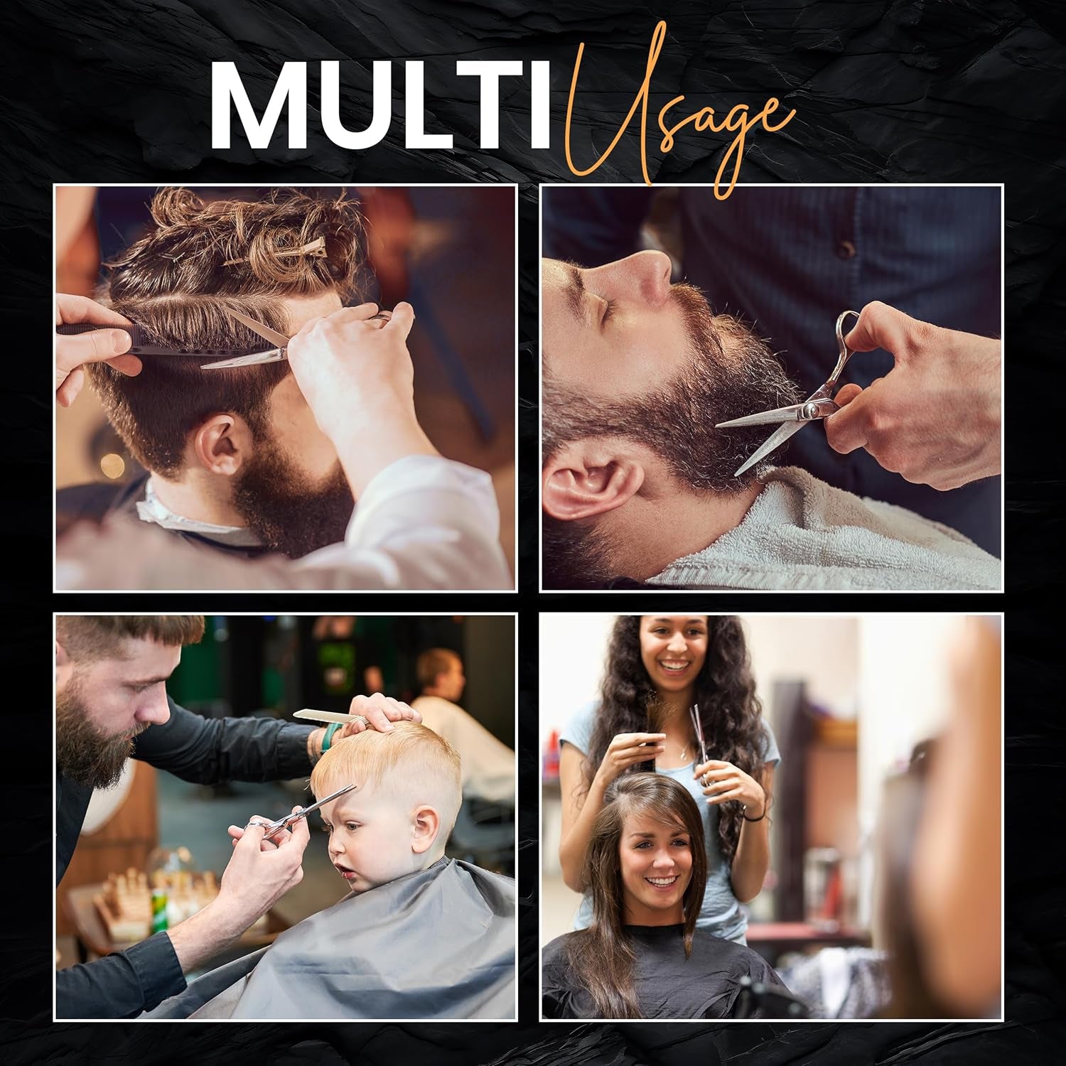 Hair Cutting and Hairdressing Scissors 6.5 Inch, Premium Stainless Steel Shears with Smooth Razor and Sharp Edge Blades for Salons, Men, Women and Kids, Silver