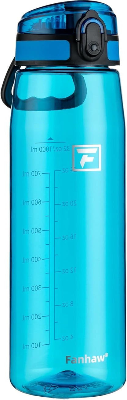 32 Oz Tritan Water Bottle with Chug Lid - Clear, Bpa-Free, Lightweight, Wide Mouth, Leak-Proof, Perfect for Gym, Travel, School, Office, and Sports (Classic Blue)