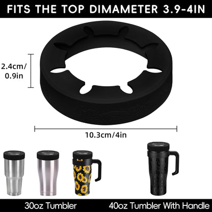 Silicone Ring for 30 Oz Stainless Steel Tumbler,Reusable Iced Coffee Sleeve for Stainless Steel Tumbler,For 30Oz Yeti,Rtic,Bjpkpk,For the Cup Mouth Diameter 3.9-4 Inch (Black)