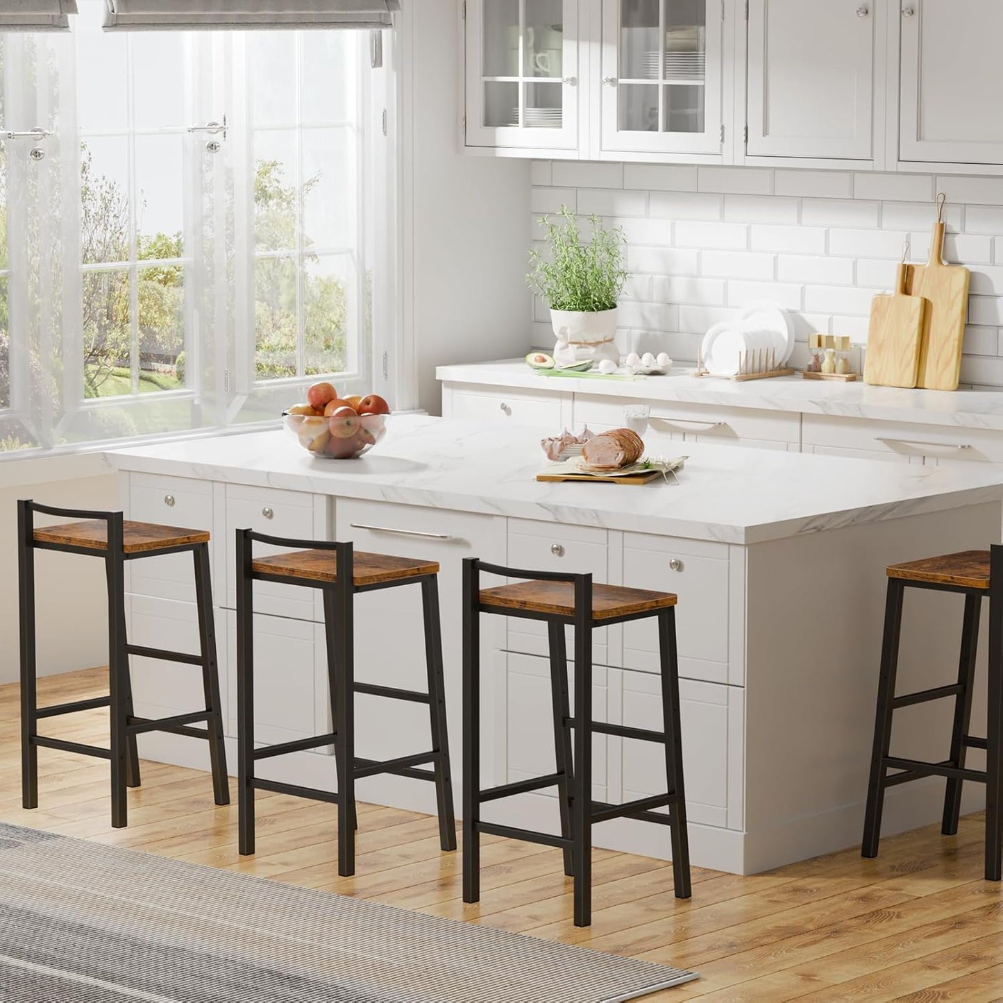 Adjustable Barstools, Bar Stools Set of 2, 24" Counter Height Stools, Modern Bar Stool with Footrest, Bar Chairs for Bar, Kitchen Lsland, Dining Room, Brown