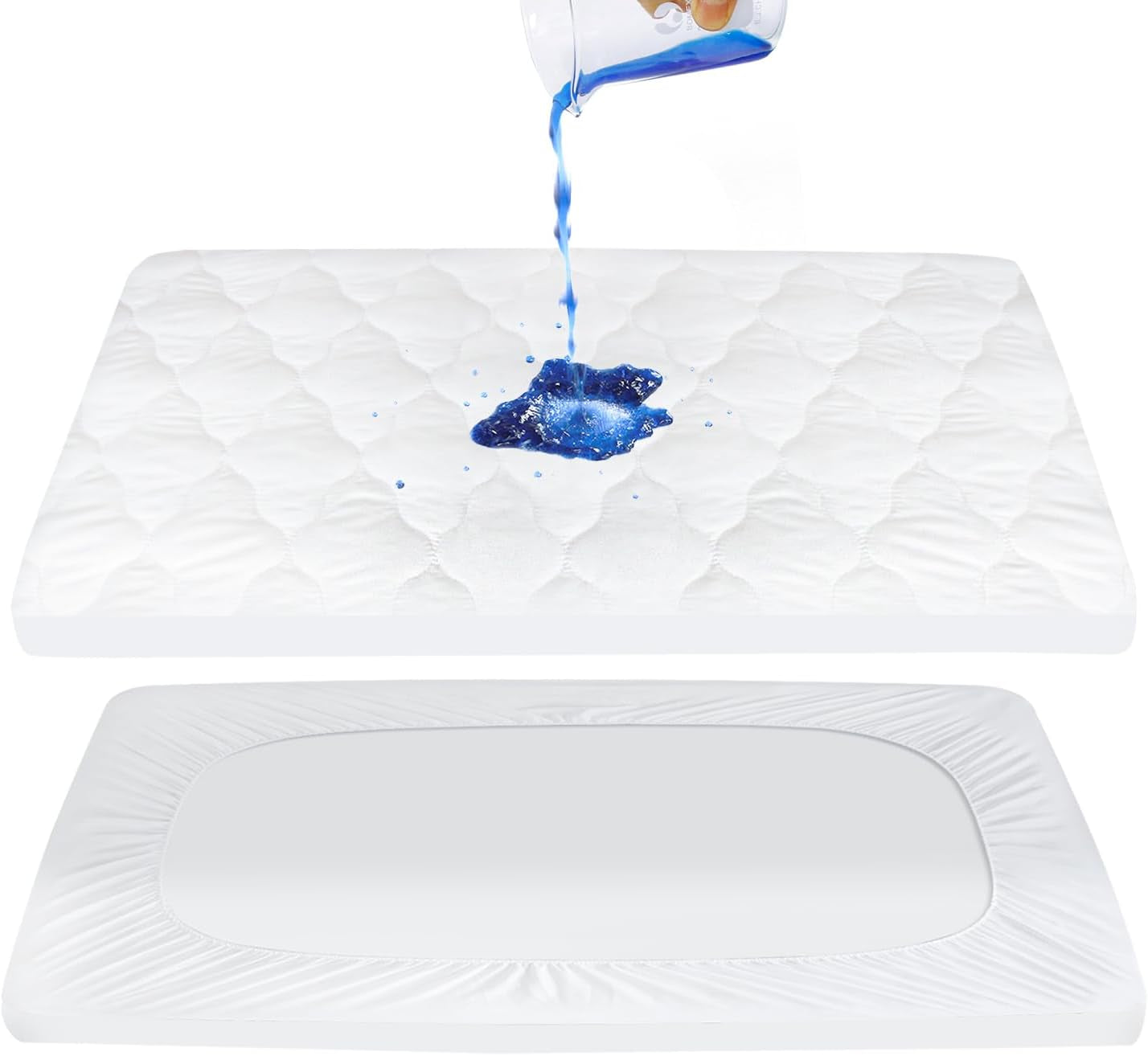 Pack and Play Mattress Pad Sheets Cover Waterproof, Soft Quilted Fit Graco Pamo Babe Pack and Play Mattress Protector 27" X 39", Baby Portable Mini Cribs and Foldable Mattresses Pad