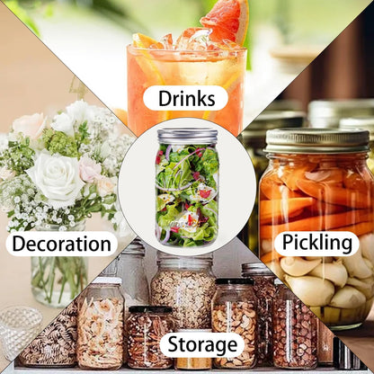 Mason Jars 32 Oz,12 Pack Quart Wide Mouth Mason Jar with Airtight Lids,Glass Canning Jars for Fermenting, Pickling,Meal Prep,Overnight Oats & Centerpieces