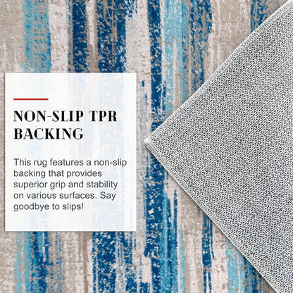 Modern Abstract Entryway Rug Indoor 2X3 Washable Rug Non-Slip Soft Small Area Rug Blue Kitchen Mats Thin Print Faux Wool Floor Carpet Throw Rugs for Entrance Bedroom Office Home Decor