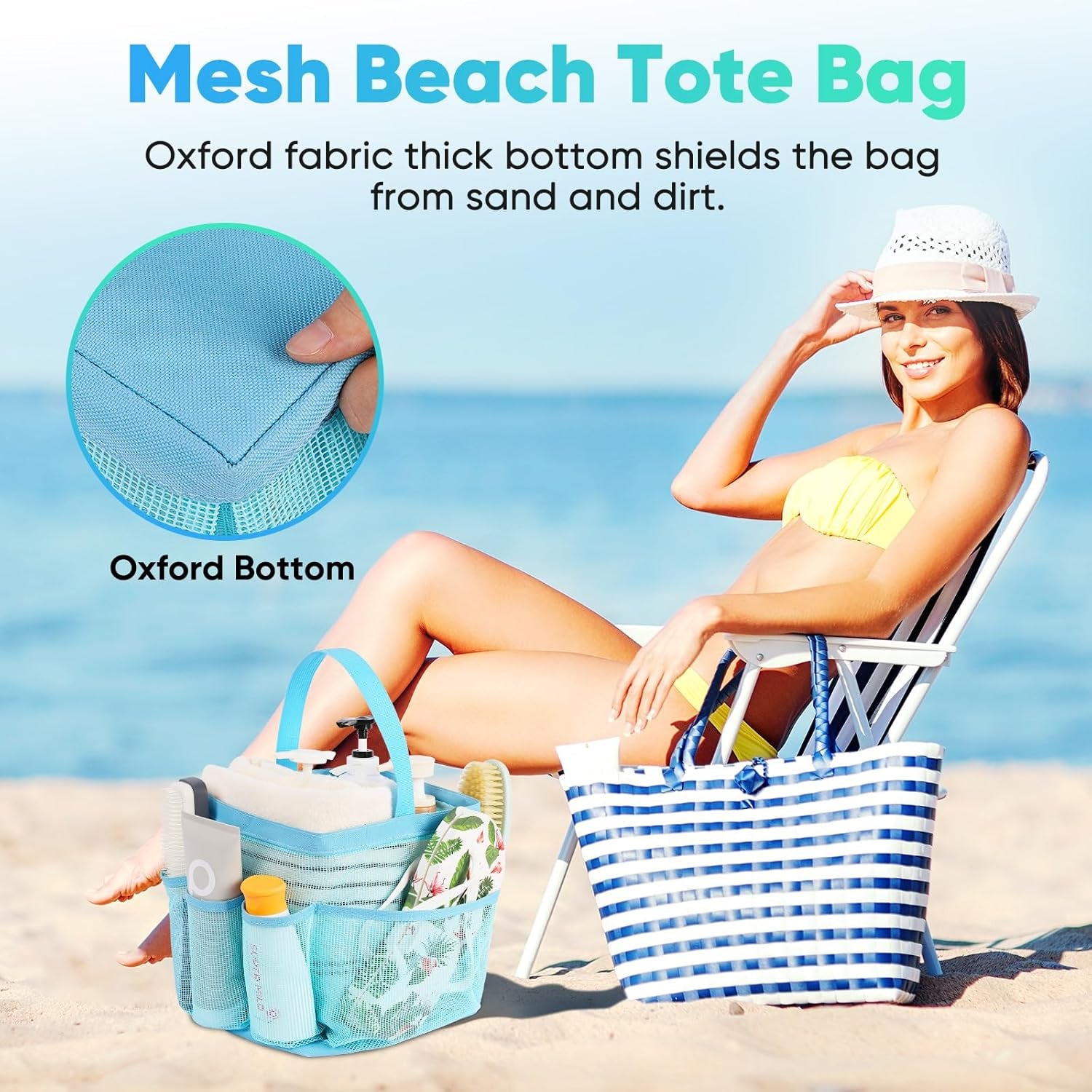 2 Pack Mesh Shower Caddy Portable for College Dorm Room Essentials, Shower Caddy Dorm with 8-Pocket Large Capacity,Shower Bag for Beach,Swimming,Gym