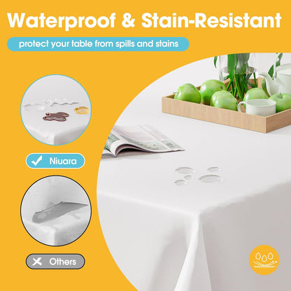 White Plastic Table Cloth - 16 Pack 54" × 108" Rectangle Disposable Tablecloths for 6FT Tables, Waterproof Table Cover for Party, Holiday & Gathering Use