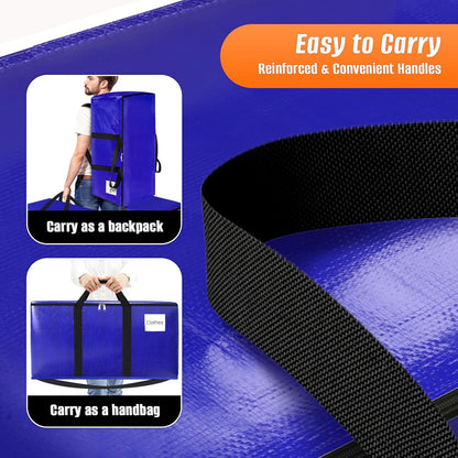 8-Pack Moving Bags with Backpack Straps & Carry Handles, 25 Gallons-93 L Heavy Duty Storage Totes for Space Saving, Foldable Storage Bags for College Dorm, Travel, Camping (Blue)