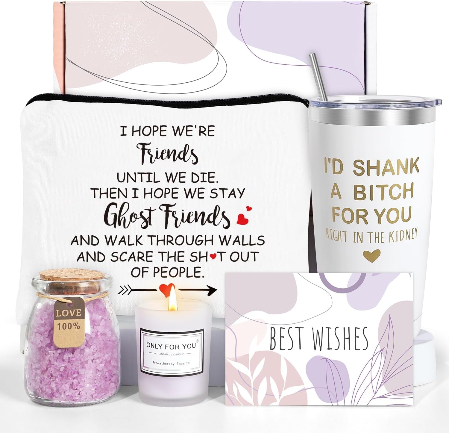 Best Friend Birthday Gifts Basket for Women - Unique Friendship Gifts for Women, Sister, Bestie, BFF (White)