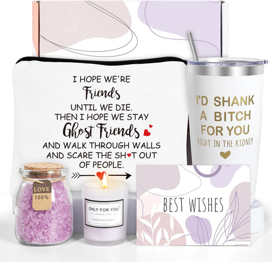 Best Friend Birthday Gifts Basket for Women - Unique Friendship Gifts for Women, Sister, Bestie, BFF (White)