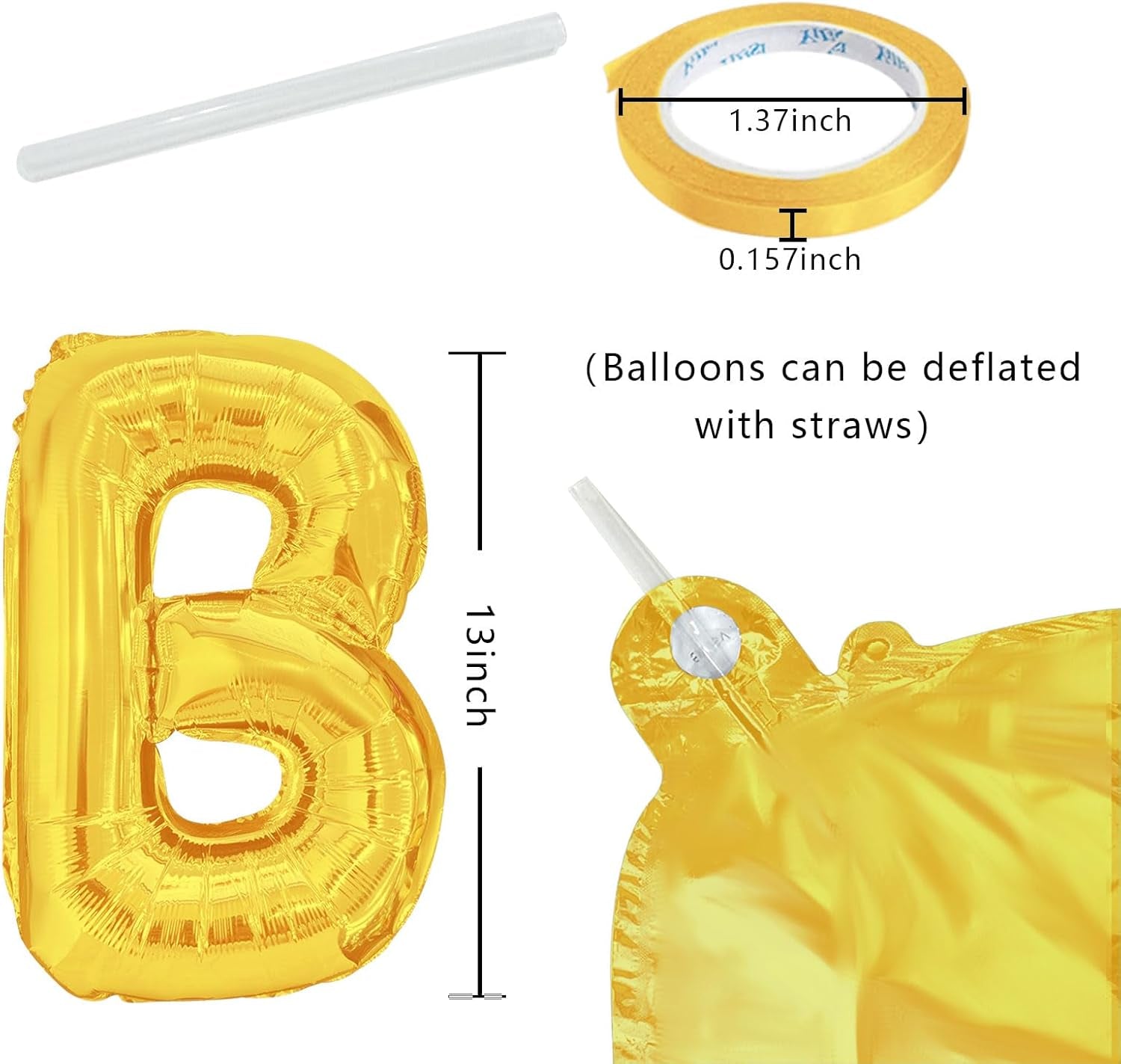 Gold Happy Birthday Banner Metallic, Gold Birthday Balloons, 13Pcs Mylar Foil Letters Balloons, Inflatable Party Decor, Golden Happy Birthday Sign Party Decorations for Women, Globos De Cumpleaños