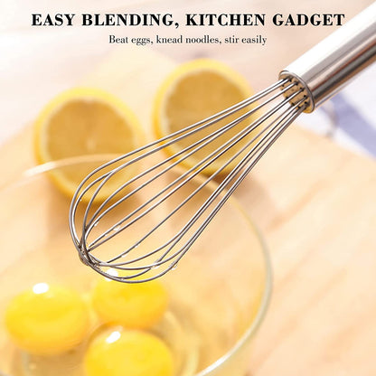 Whisk, Stainless Steel Wisk Set 8" 10" Kitchen Whisk Wisking Tool Kitchen Wisk Wire Whisks for Cooking, Whisking, Blending, Beating, Stirring-…