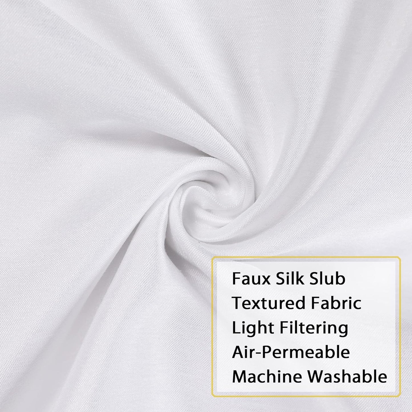 Uptown White Valance Curtains 14 Inch Length, Faux Silk Light Filtering Slub Fabric Rod Pocket Small Window Valance for Farmhouse Bedroom Basement Bathroom, 60Wx14L Inch