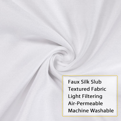 Uptown White Valance Curtains 14 Inch Length, Faux Silk Light Filtering Slub Fabric Rod Pocket Small Window Valance for Farmhouse Bedroom Basement Bathroom, 60Wx14L Inch