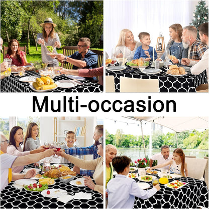 Rectangular Waterproof Vinyl Tablecloth with Flannel Backing, Wipeable and Spillproof for Indoor and Outdoor Use (60" x 84", Black)