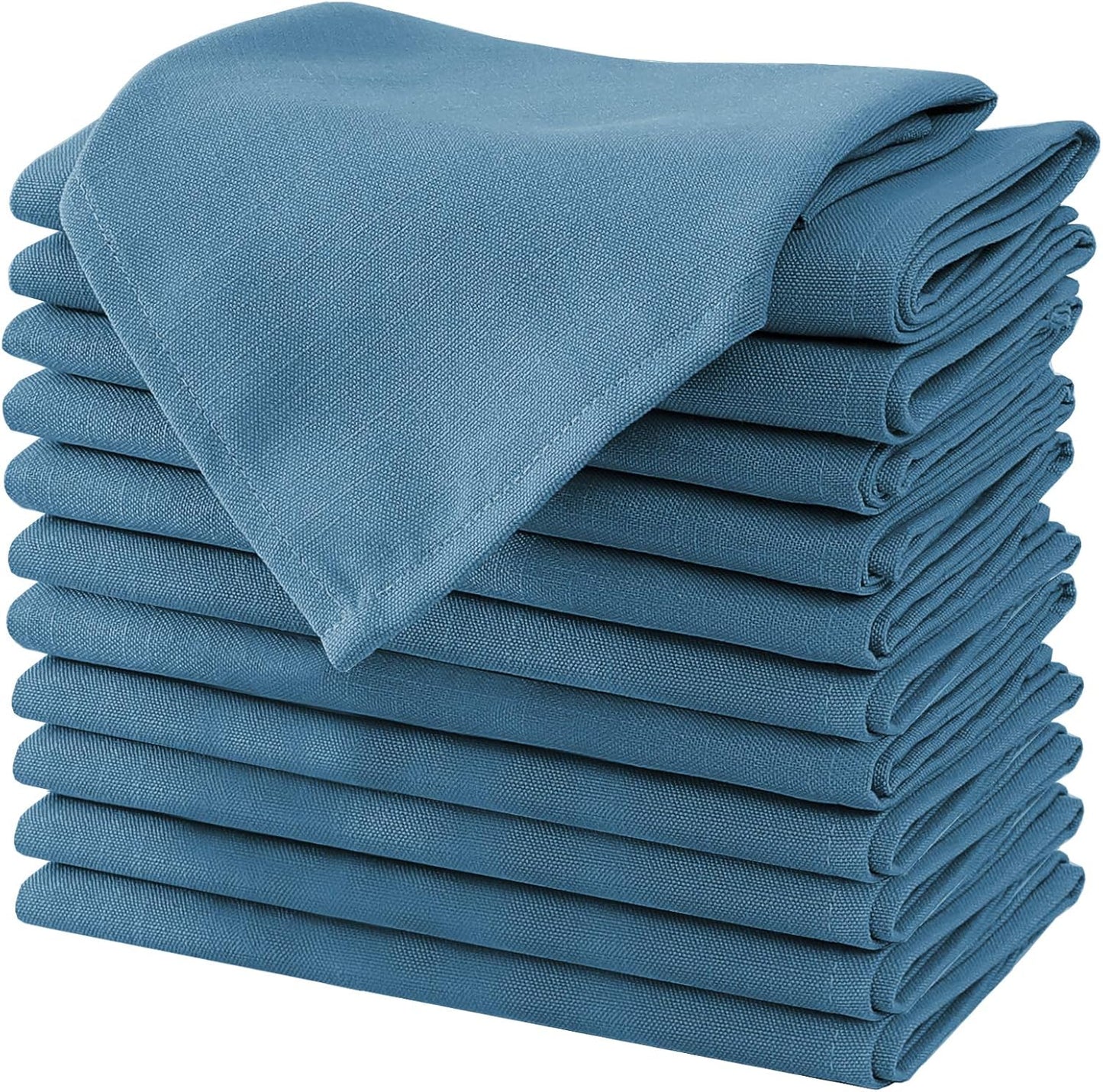 Cloth Napkins Set of 12 (18" X 18") Linen Textured Dinner Napkins Waterproof Extra Soft Thick Durable Reusable Napkins with Hemmed Edges for Dinners, Weddings and Everyday Use, Ink Blue